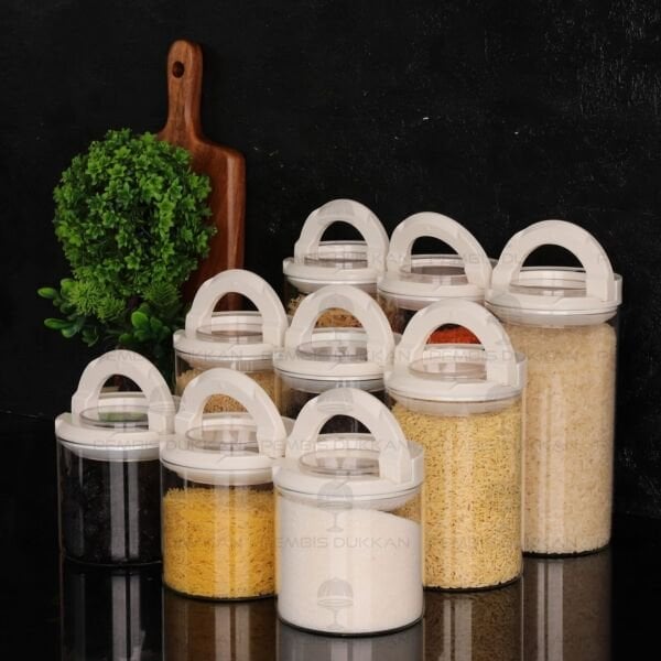 9LU BEYAZ TESORA, ERZAK KAVANOZ SETİ (850ML-1300ML-1650ML)