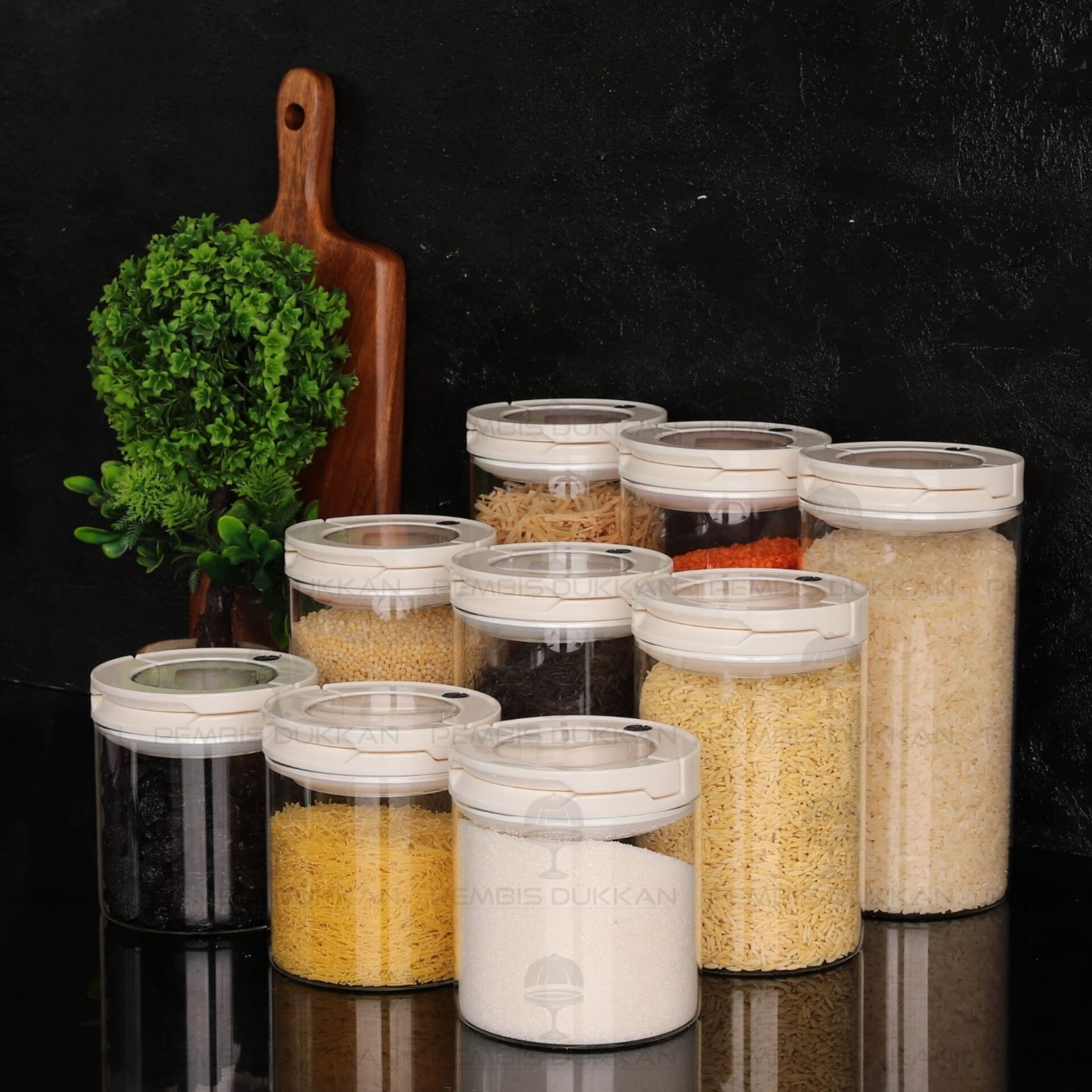 9LU BEYAZ TESORA, ERZAK KAVANOZ SETİ (850ML-1300ML-1650ML)