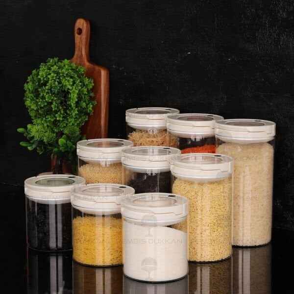 9LU BEYAZ TESORA, ERZAK KAVANOZ SETİ (850ML-1300ML-1650ML)