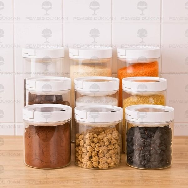 9LU BEYAZ TESORA, ERZAK KAVANOZ SETİ (850ML-1300ML-1650ML)