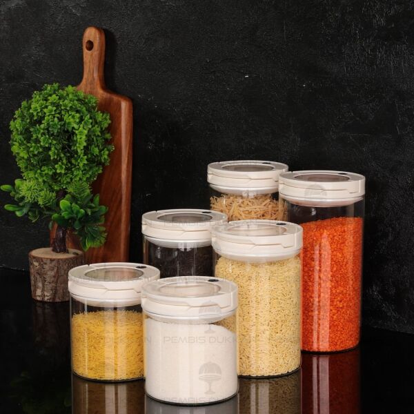 6LI BEYAZ TESORA ERZAK KAVANOZ SETİ 850ML-1300ML-1650ML