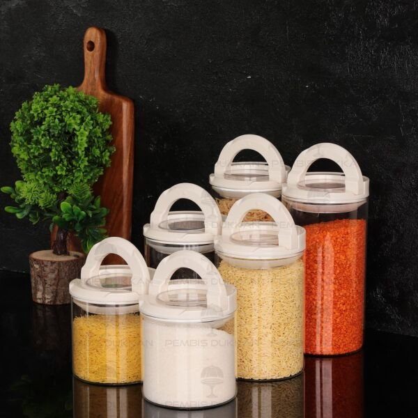 6LI BEYAZ TESORA ERZAK KAVANOZ SETİ 850ML-1300ML-1650ML