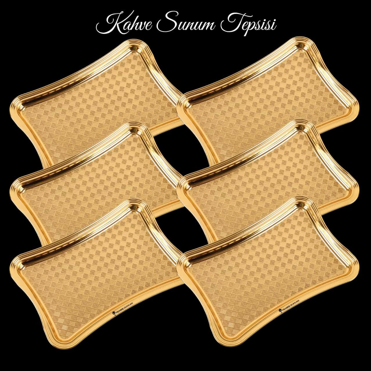6 ADET GOLD DESENLİ SUNUM TEPSİ