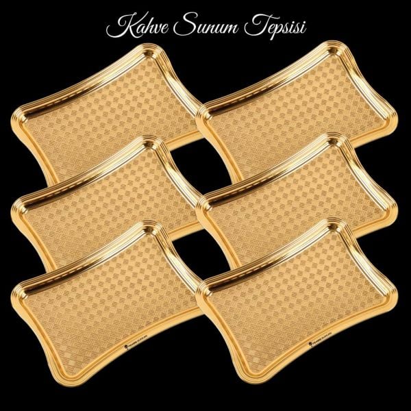 6 ADET GOLD DESENLİ SUNUM TEPSİ