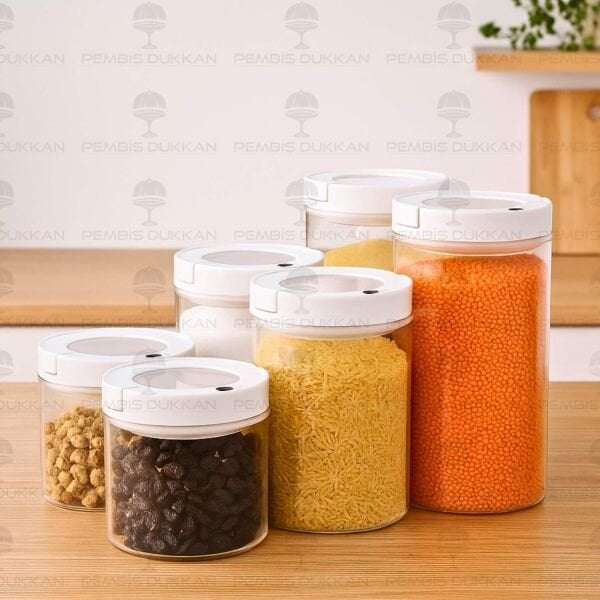 6LI BEYAZ TESORA ERZAK KAVANOZ SETİ 850ML-1300ML-1650ML