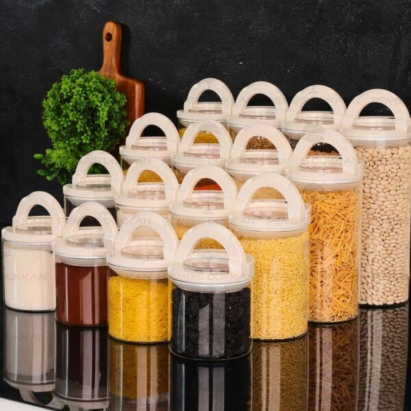 16LI BEYAZ TESORA, ERZAK KAVANOZ SETİ (850ML-1300ML-1650ML-2100ML)