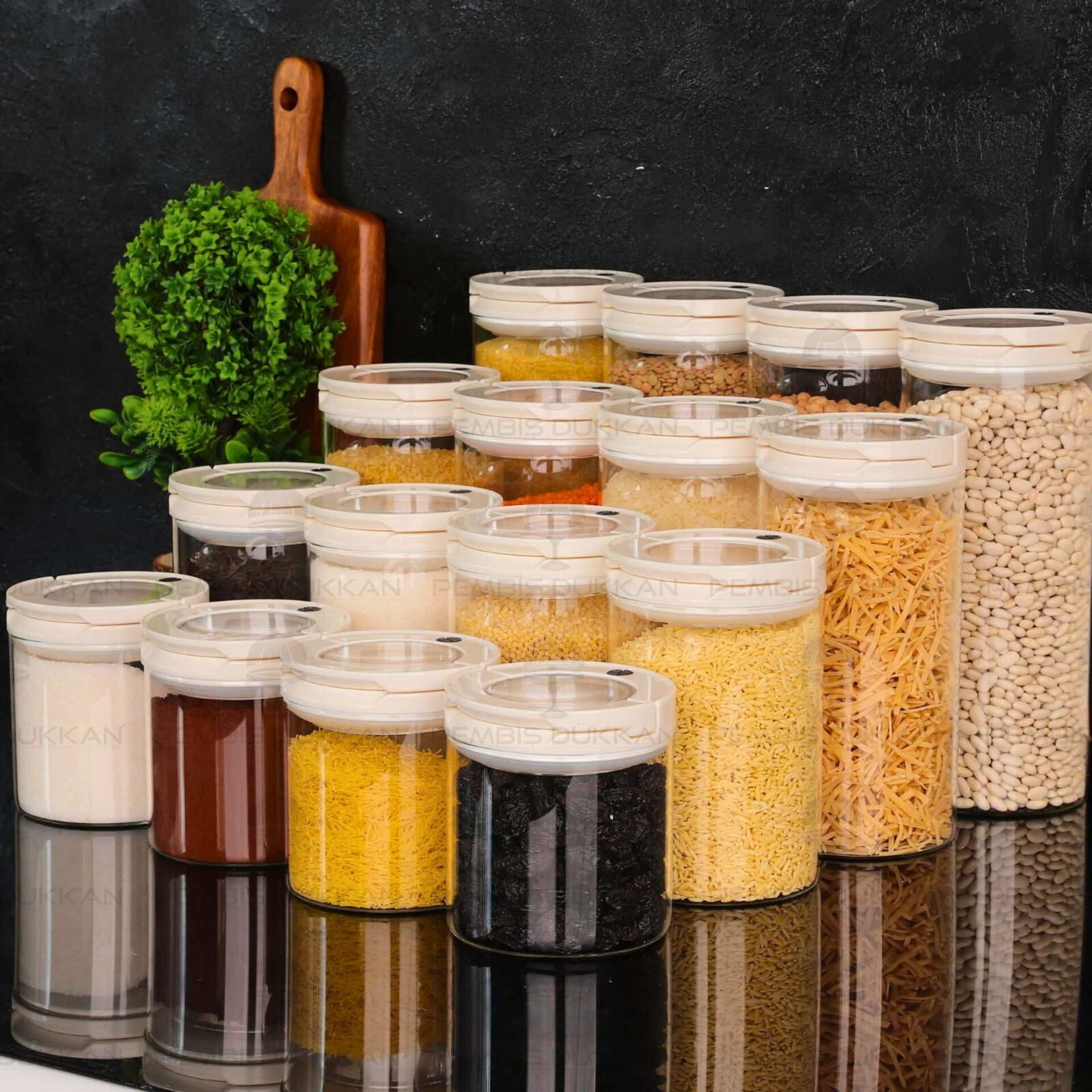 16LI BEYAZ TESORA, ERZAK KAVANOZ SETİ (850ML-1300ML-1650ML-2100ML)