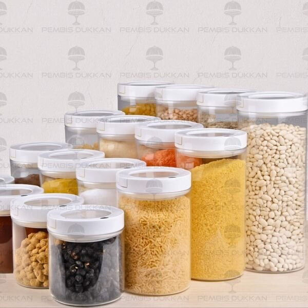 16LI BEYAZ TESORA, ERZAK KAVANOZ SETİ (850ML-1300ML-1650ML-2100ML)