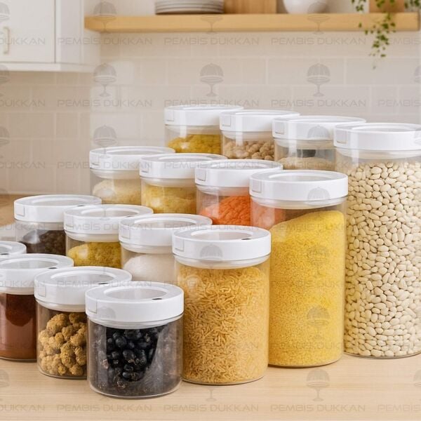 16LI BEYAZ TESORA, ERZAK KAVANOZ SETİ (850ML-1300ML-1650ML-2100ML)