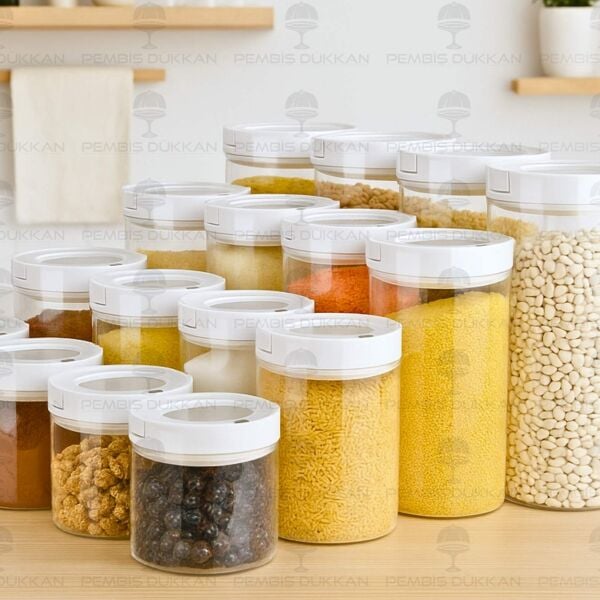 16LI BEYAZ TESORA, ERZAK KAVANOZ SETİ (850ML-1300ML-1650ML-2100ML)