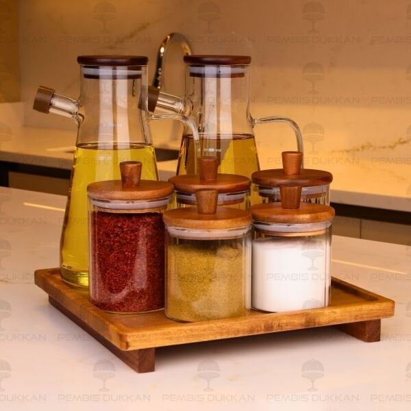 7Lİ AKASYA STANDLI SERENİT & VERONA OCAK YANI YAĞDANLIK KOMBİN SET (8B70)