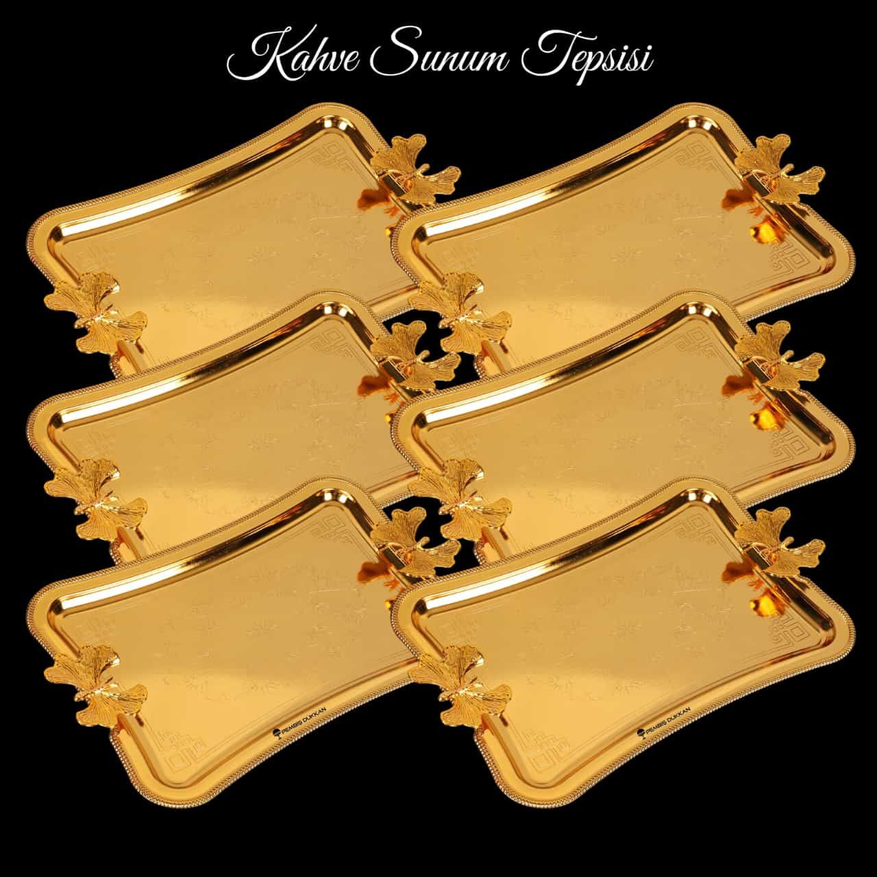 6 ADET GOLD KELEBEK KULPLU SUNUM TEPSİ