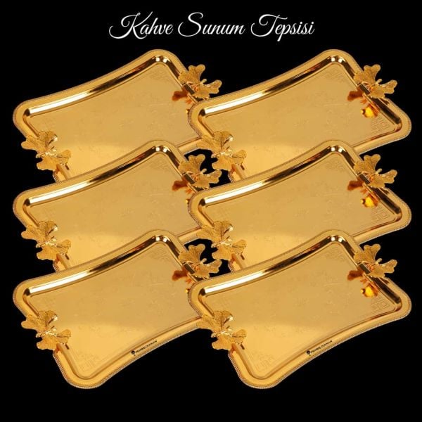 6 ADET GOLD KELEBEK KULPLU SUNUM TEPSİ