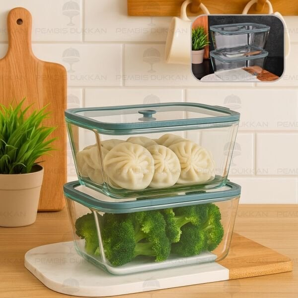 2Lİ GRİ 2620ML SİLİKON VAKUMLU, CAM SAKLAMA KABI (3H04G)