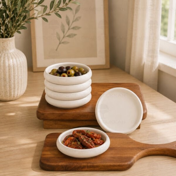 6 ADET VENTO Paçi 10.5CM PORSELEN DÜZ ÇAY TABAĞI & KASE (900330)