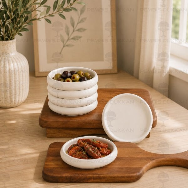 6 ADET VENTO Paçi 10.5CM PORSELEN DÜZ ÇAY TABAĞI & KASE (900330)