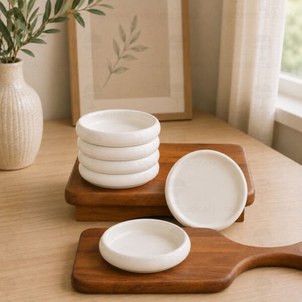 6 ADET VENTO Paçi 10.5CM PORSELEN DÜZ ÇAY TABAĞI & KASE (900330)