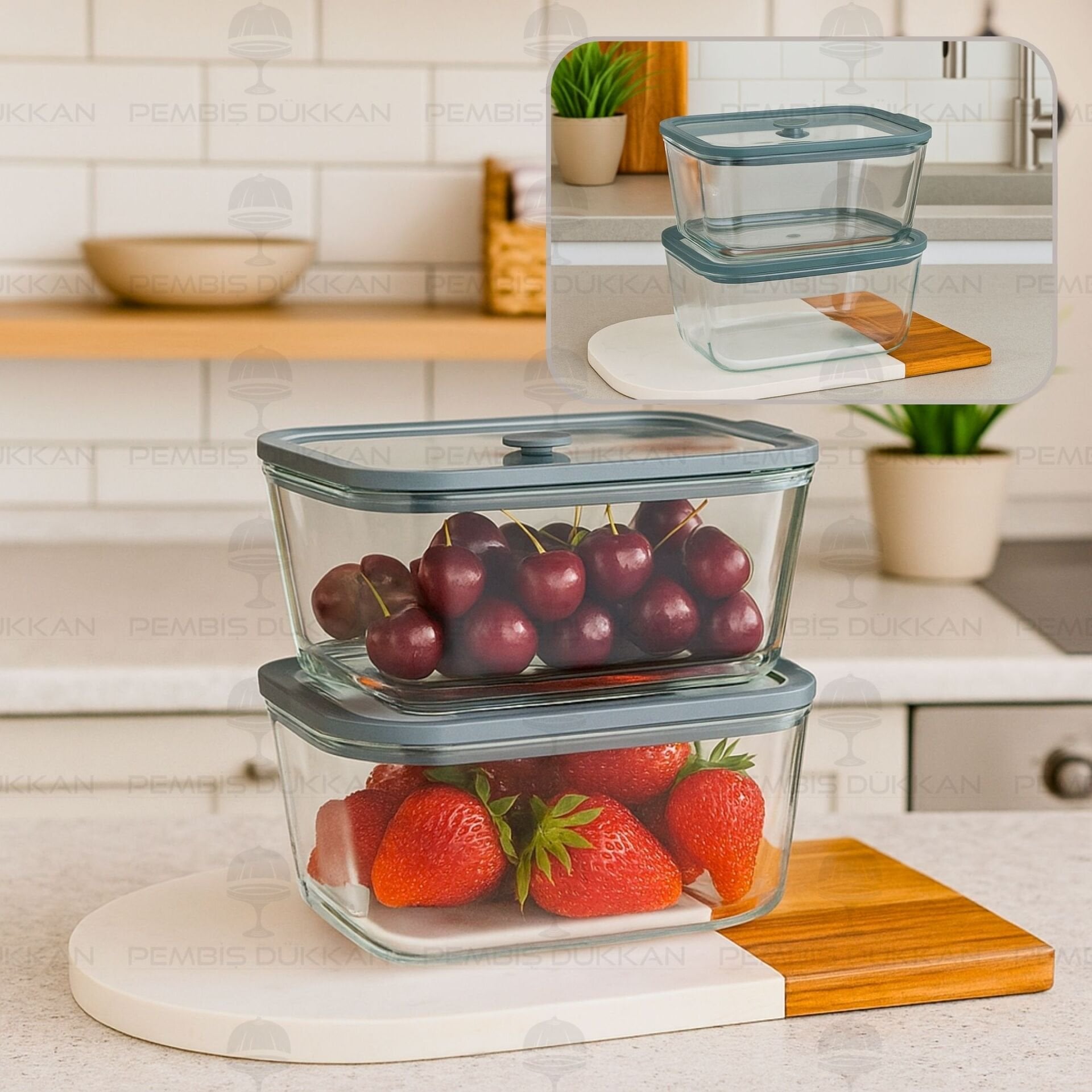 2Lİ GRİ 800ML SİLİKON VAKUMLU, CAM SAKLAMA KABI (3H02G)