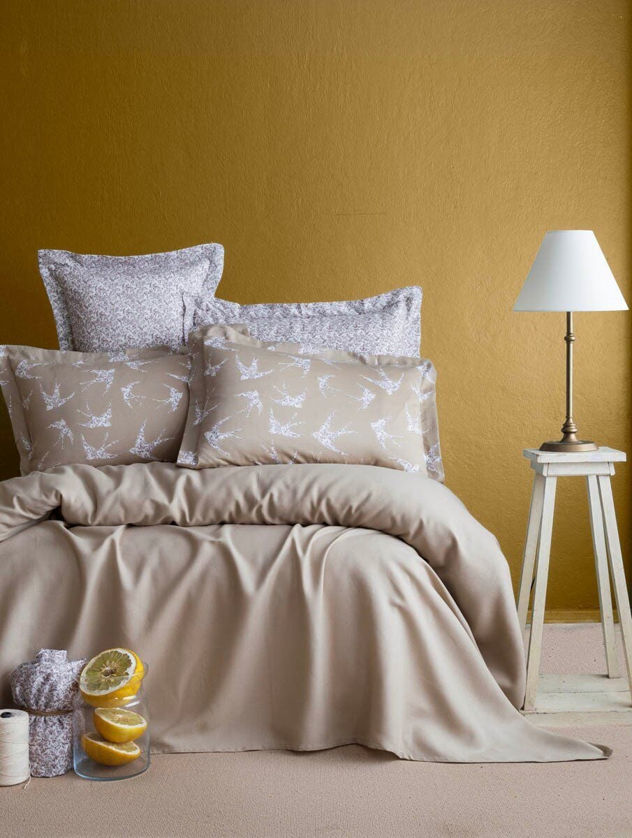 FREELY BAMBU TEK KİŞİLİK PİKE TAKIMI - BEJ