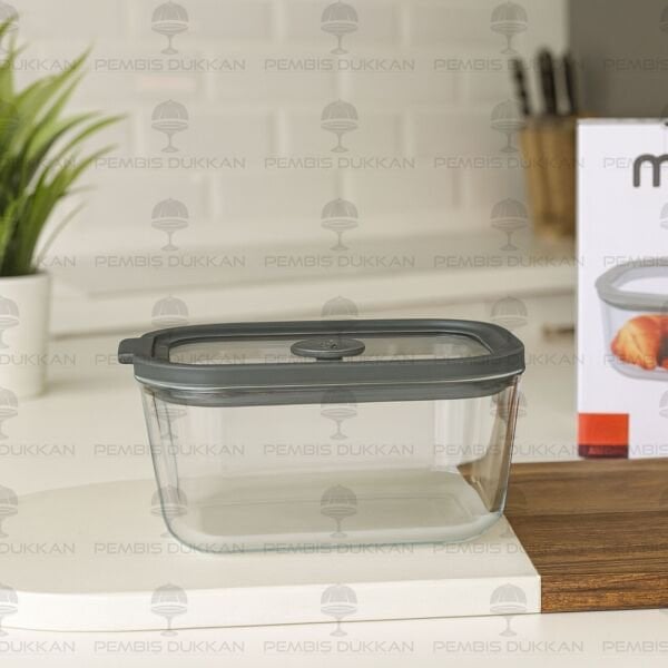 4LÜ GRİ 470ML SİLİKON VAKUMLU, CAM SAKLAMA KABI (3H01G)