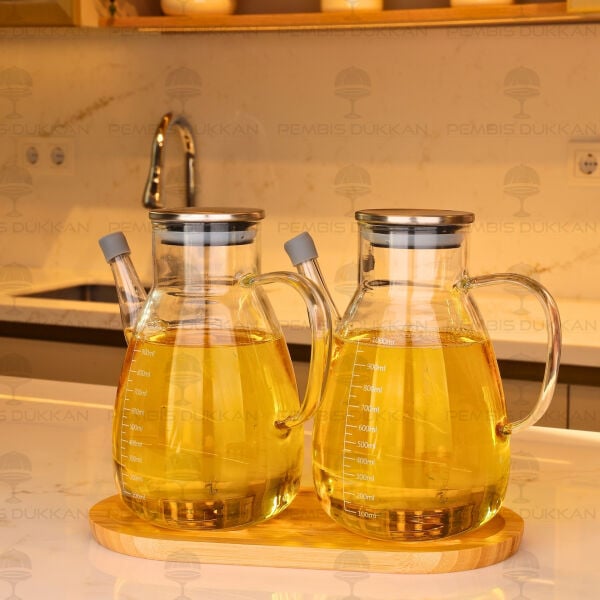 Bambu Altlıklı, 2li Tess Metal Yağdanlık Set (Gla016 + 75652)