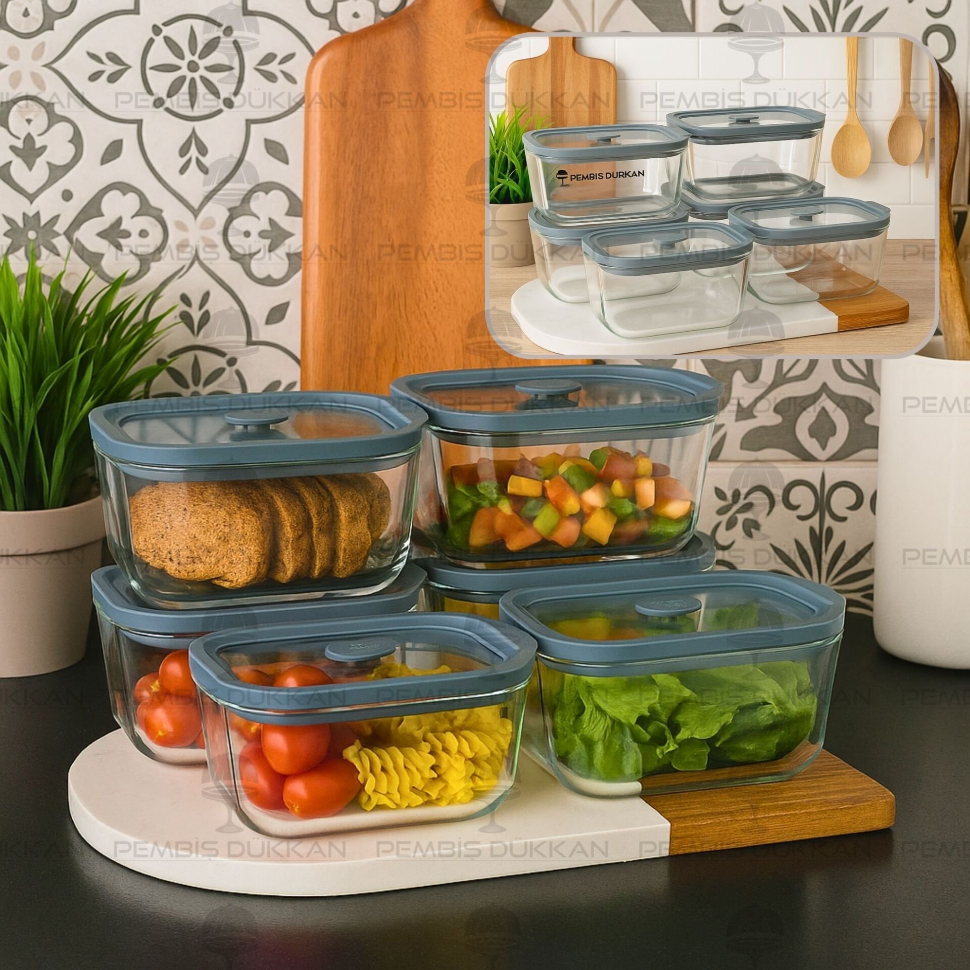 6LI GRİ 470ML SİLİKON VAKUMLU, CAM SAKLAMA KABI (3H01G)