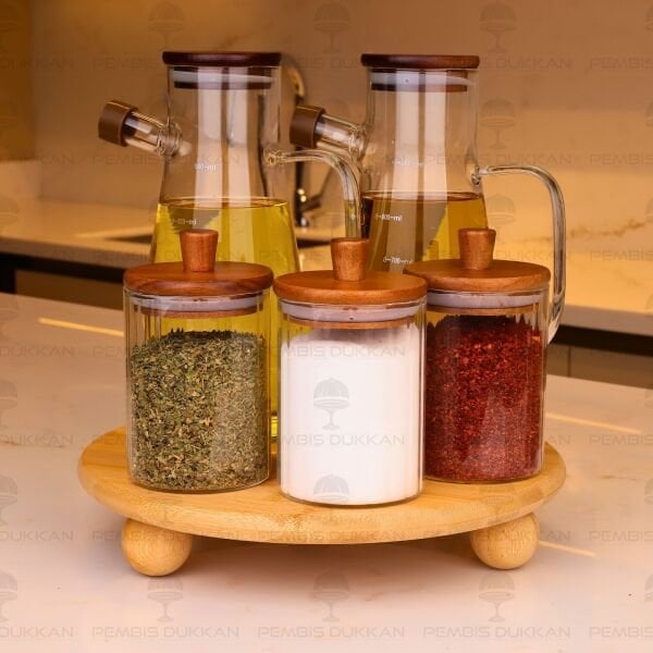 5Lİ BAMBU STANDLI SERENİT & VERONA OCAK YANI YAĞDANLIK KOMBİN SET NO1 (1090)