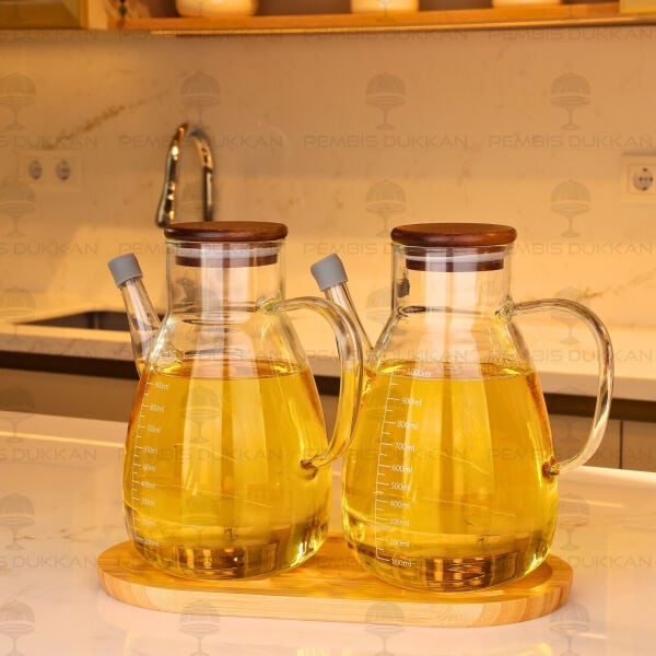 Bambu Altlıklı, 2li Tess Akasya Yağdanlık Set (Gla020 + 75652)