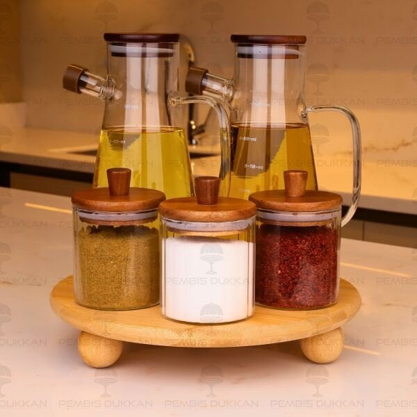 5Lİ BAMBU STANDLI SERENİT & VERONA OCAK YANI YAĞDANLIK KOMBİN SET NO2 (1090)