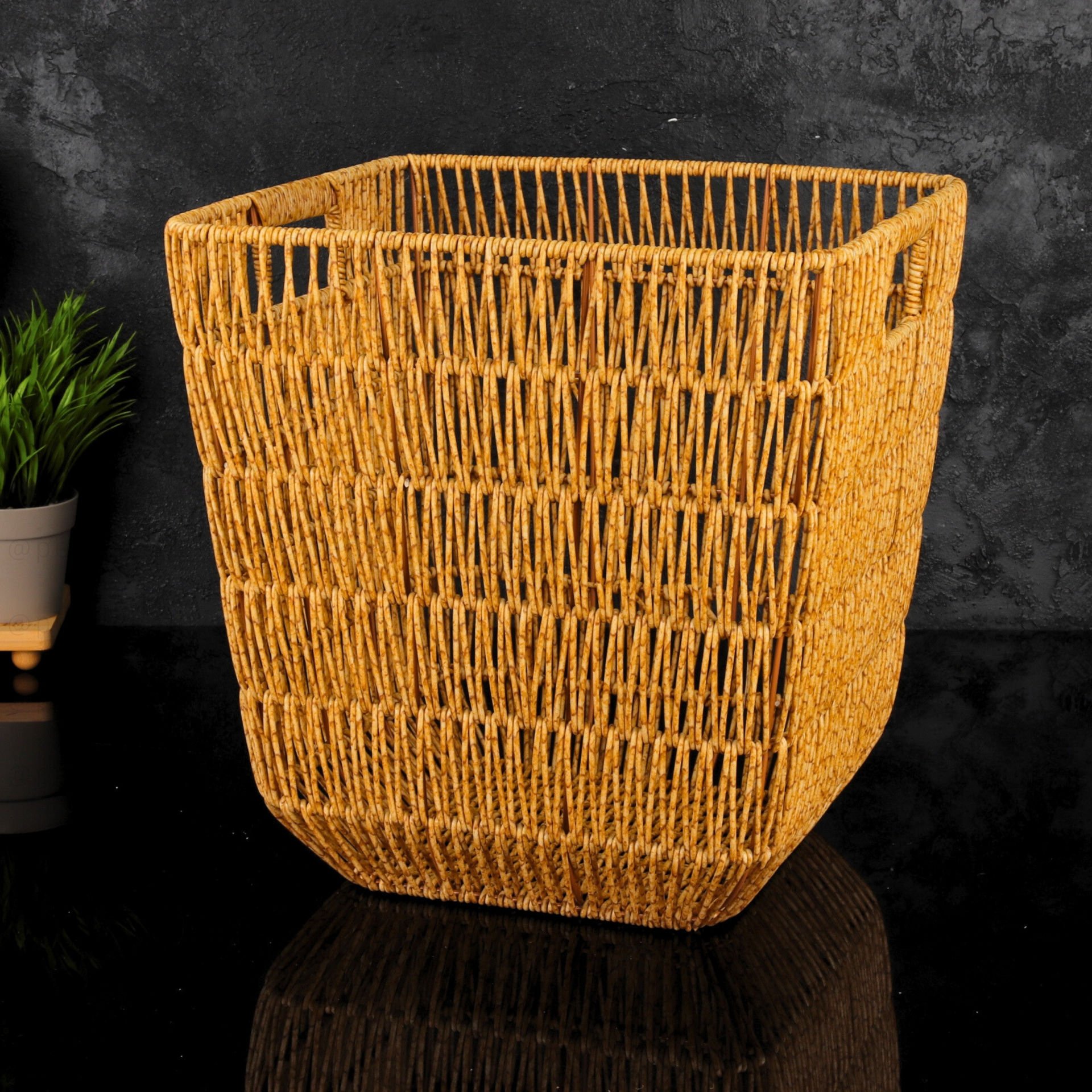 1 ADET YENİ RATTAN KARE DERİN SEPET ORTA BOY