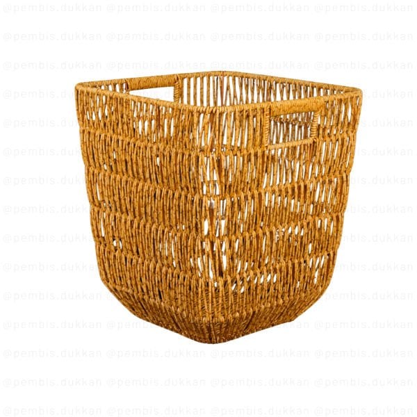 1 ADET YENİ RATTAN KARE DERİN SEPET KÜÇÜK BOY