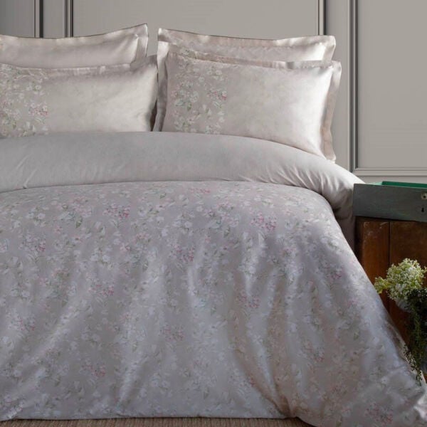 Franny Elegance Beige Pamuk Saten Çift Kişilik Nevresim Takımı