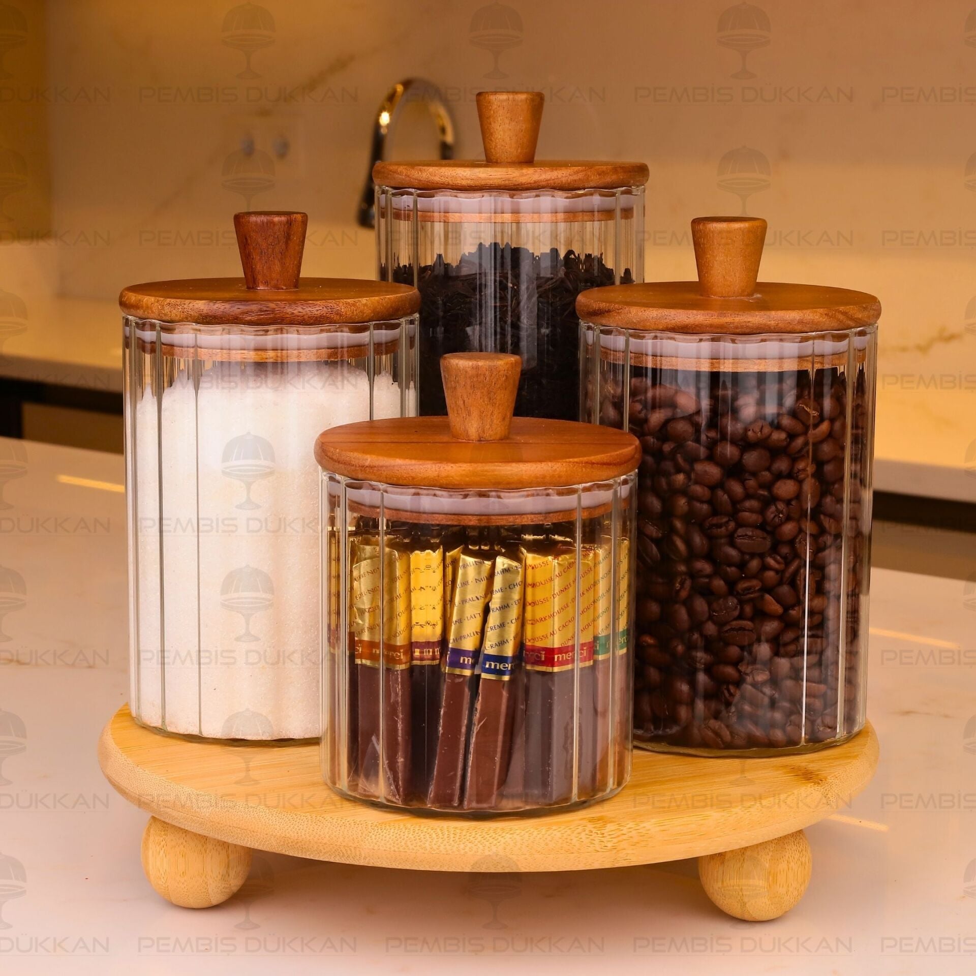4lü Verona Tezgah Üstü Kavanoz Kombin Set (1090)