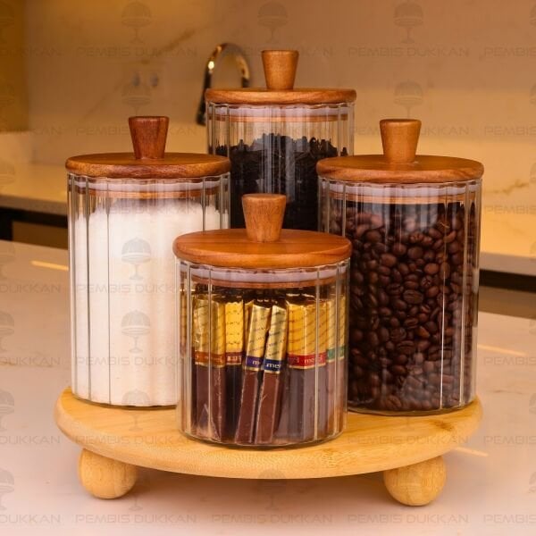 4LÜ VERONA TEZGAH ÜSTÜ KAVANOZ KOMBİN SET (1090)