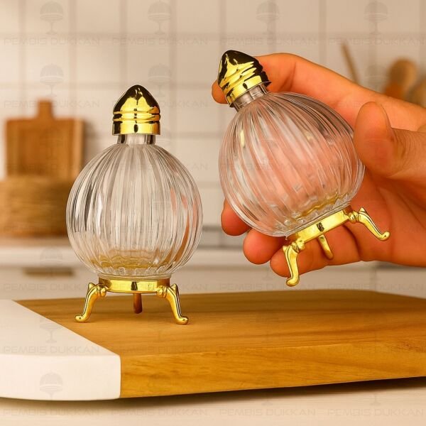 2Lİ GOLD AYAKLI CAM TUZLUK BİBERLİK