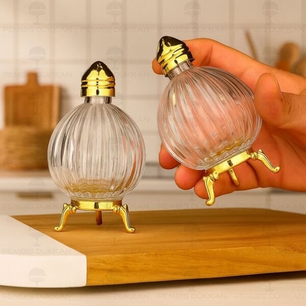 2Lİ GOLD AYAKLI CAM TUZLUK BİBERLİK