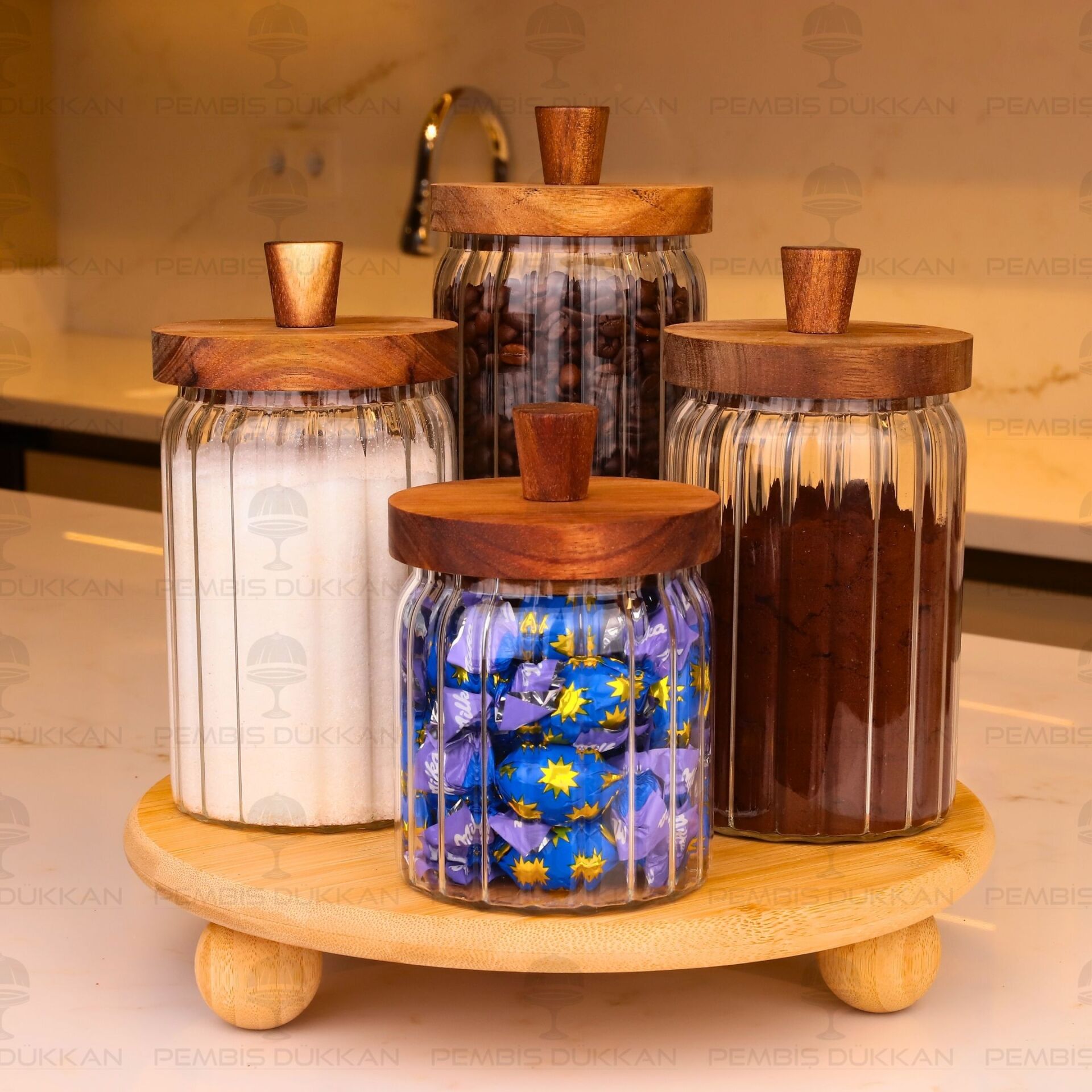 4LÜ VALORE TEZGAH ÜSTÜ KAVANOZ KOMBİN SET (1090)