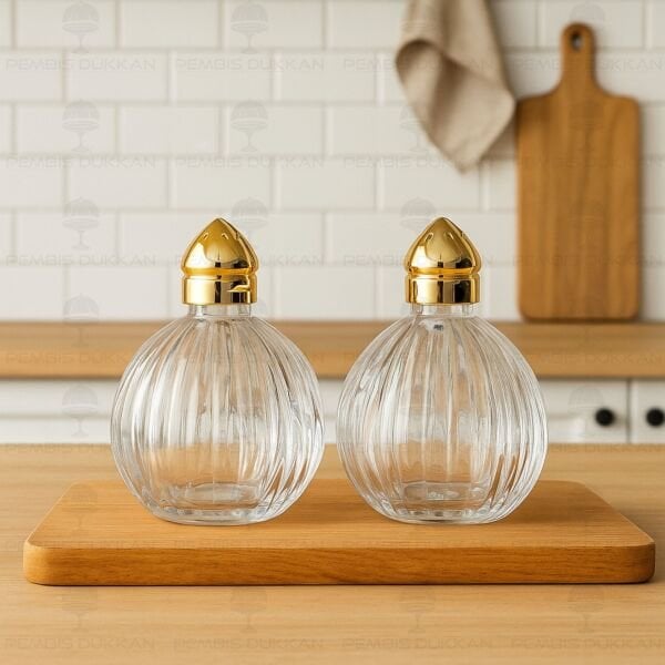 2Lİ GOLD KAPAKLI CAM TUZLUK BİBERLİK