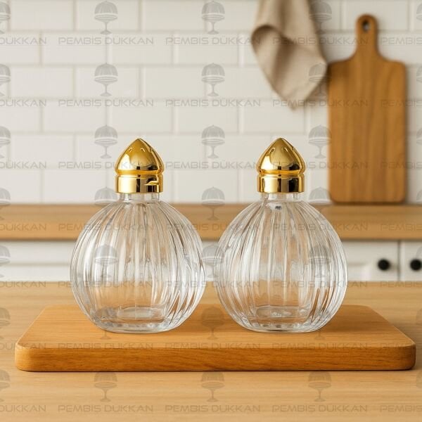 2Lİ GOLD KAPAKLI CAM TUZLUK BİBERLİK