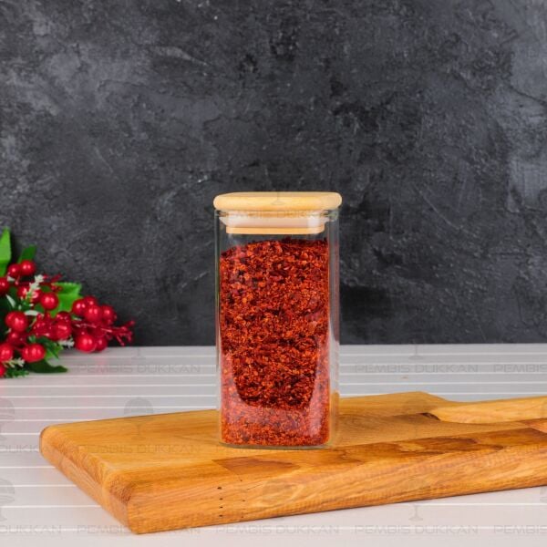 1 ADET 300ML KARE BAMBU KAPAKLI BAHARATLIK (1350)