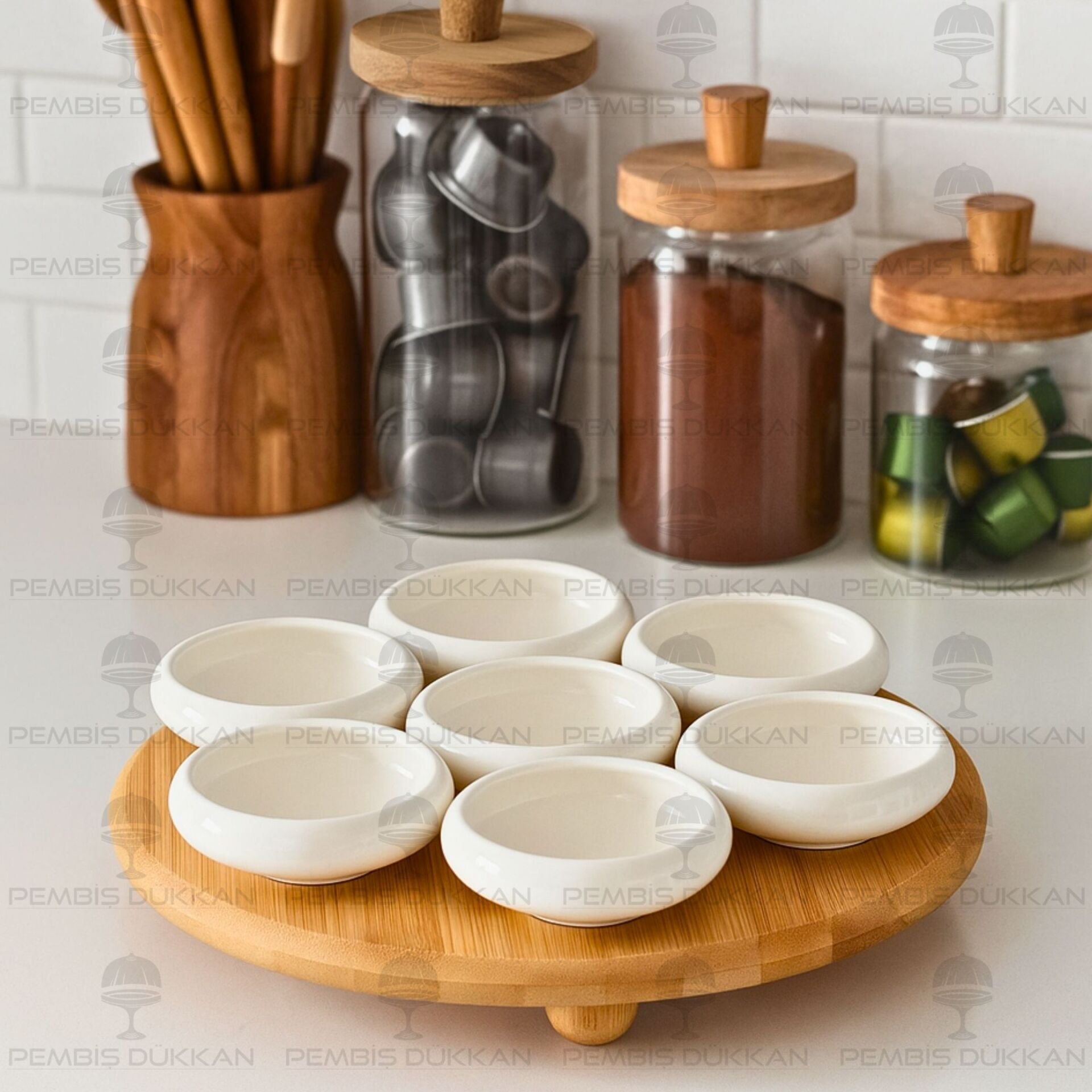 LİMPİO MASA ORTASI BAMBU STANDLI, REÇELLİK KOMBİN SET 1 (1090)