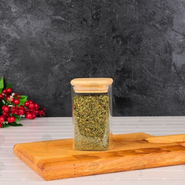 1 ADET 250ML KARE BAMBU KAPAKLI BAHARATLIK (1349)