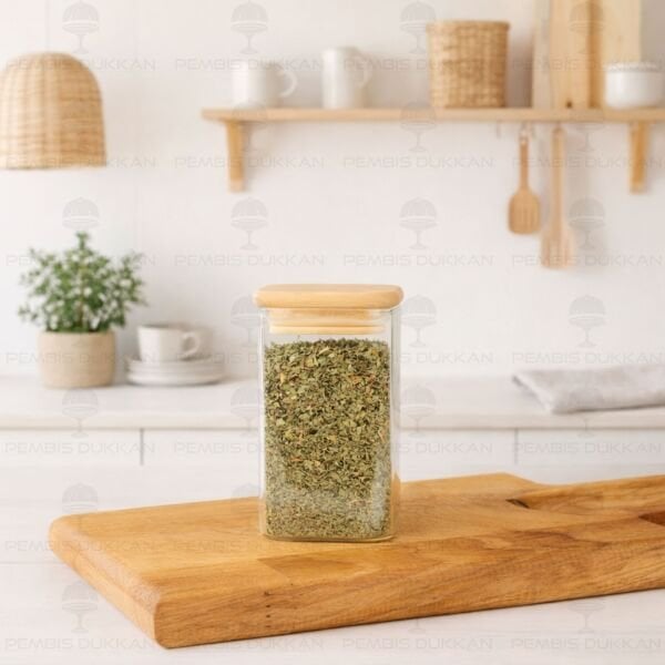 1 ADET 250ML KARE BAMBU KAPAKLI BAHARATLIK (1349)