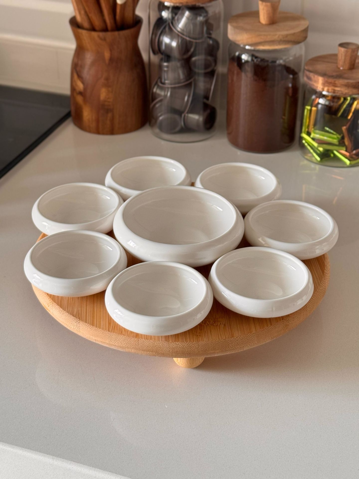 LİMPİO PORSELEN & TOP AYAKLI BAMBU KOMBİN SET NO 10
