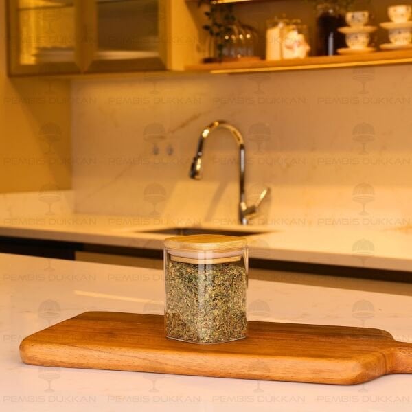 1 ADET 200ML KARE BAMBU KAPAKLI BAHARATLIK (1348)