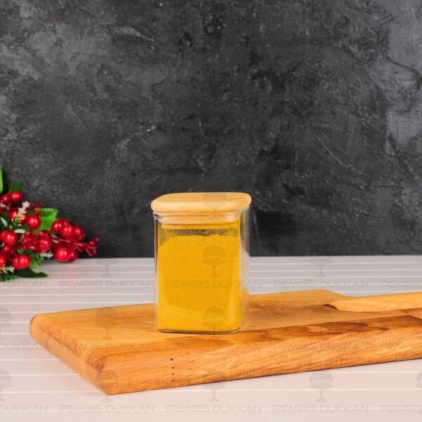1 ADET 200ML KARE BAMBU KAPAKLI BAHARATLIK (1348)