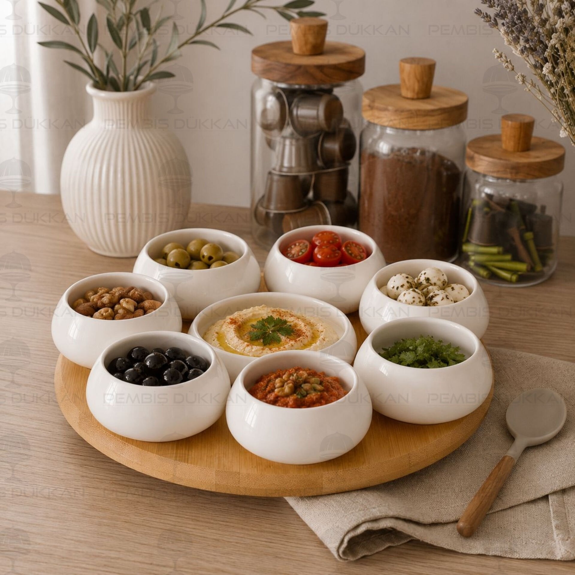 Vento Masa Ortası Bambu Standlı, Reçellik Kombin Set 3 (1090)