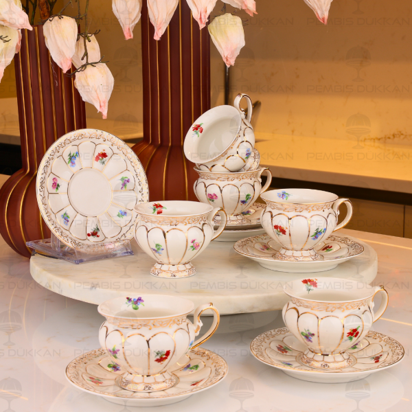 HELEN BEYAZ 6 KİŞİLİK KAHVE FİNCAN TAKIMI