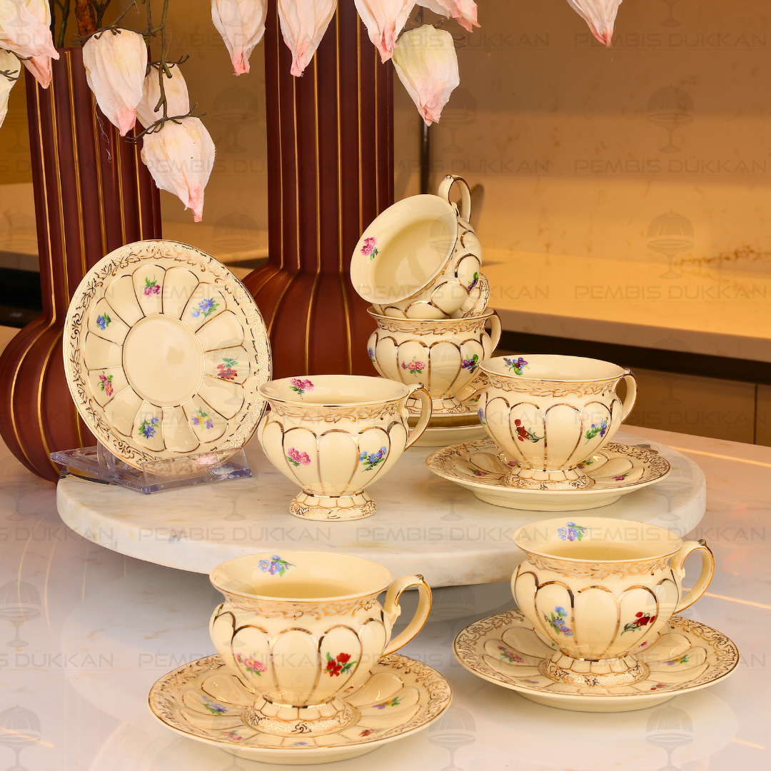 HELENA KREM 6 KİŞİLİK KAHVE FİNCAN TAKIMI