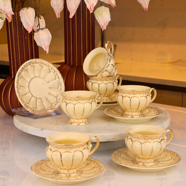 HERA KREM 6 KİŞİLİK KAHVE FİNCAN TAKIMI